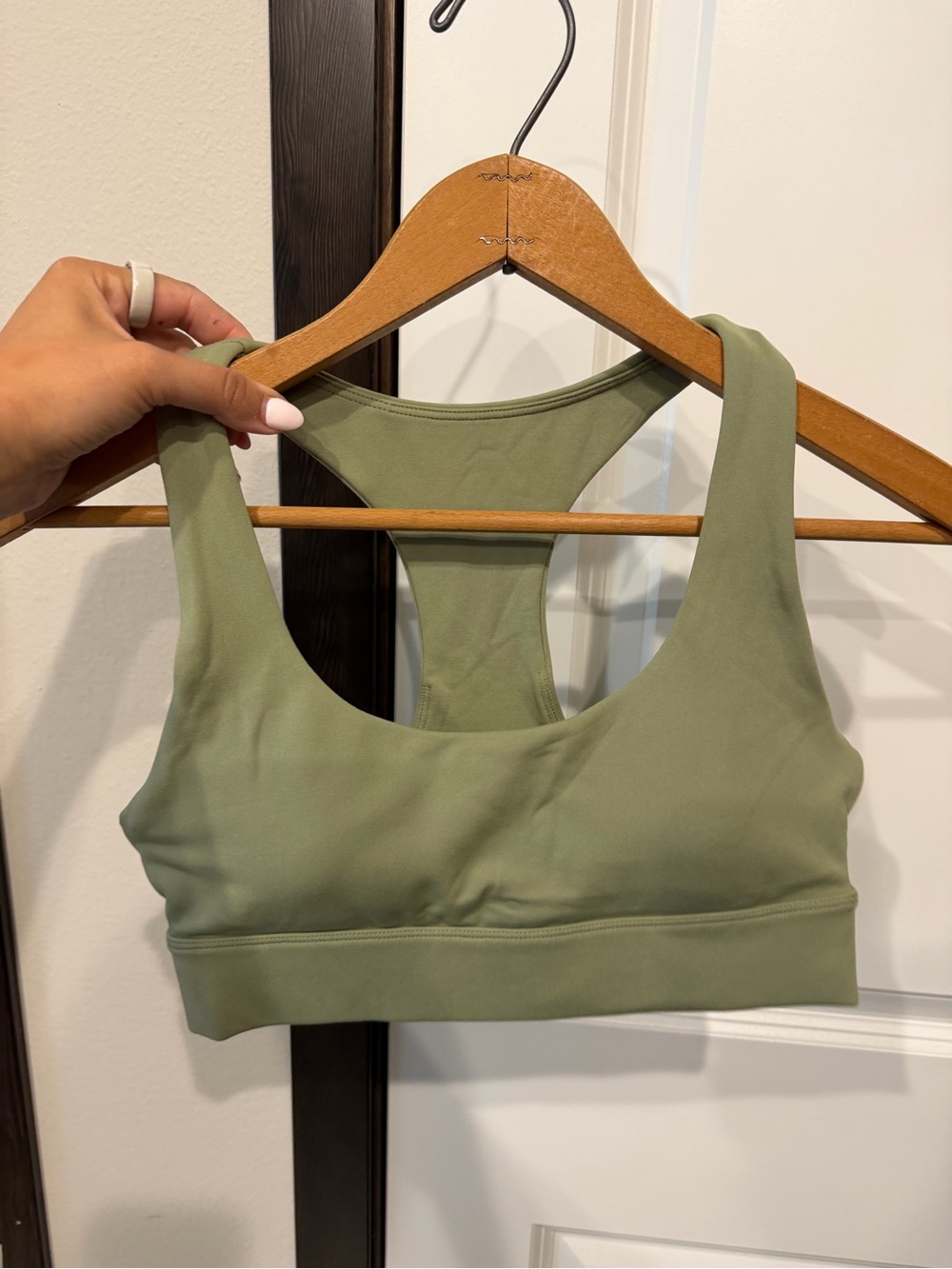 Vitality olive green racerback sports bra